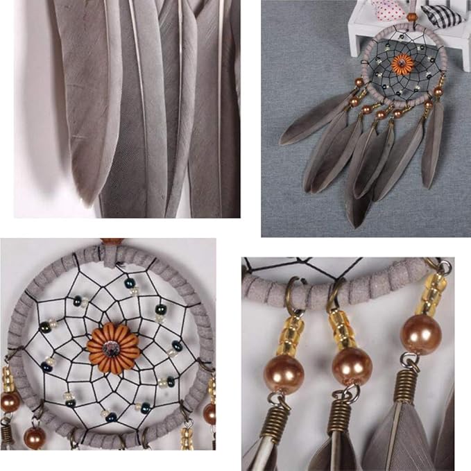 Dream Catchers for Cars Rear View Mirror Hanging Decorations, Gray Feather Dream Catcher for Car Charm Home Wall Decor Ornament