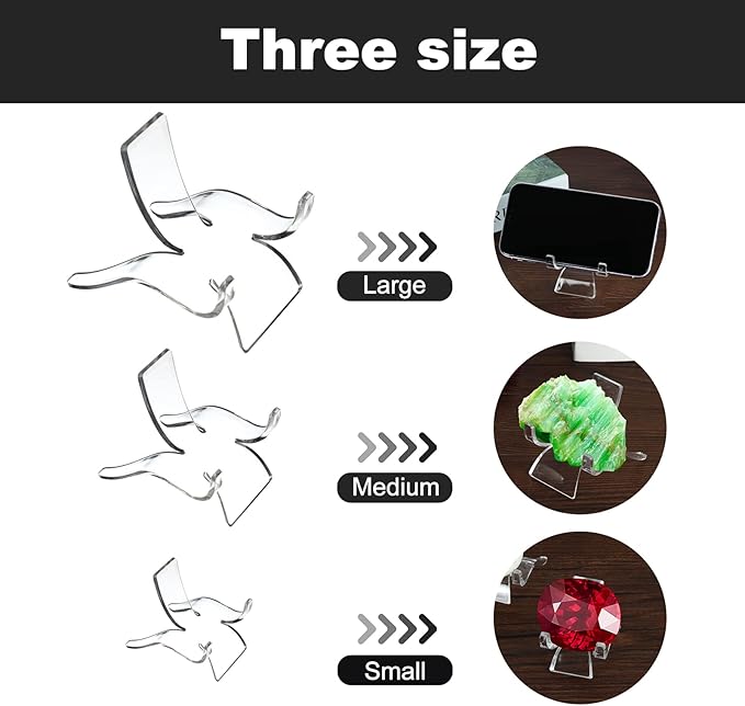 (24 PCS）Display Stand,Acrylic Rock Display stands,Clear Display Easel Stands Pedestal for Crystal Geodes Rock Mineral Agate Fossil Coral crystal/gemstone Small Collectibles Display Stands (Large)