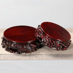 GOLDY&WENDY Round Rosewood Carved Home Decor Display Stand Pedestal(3.9''Inside Diameter)