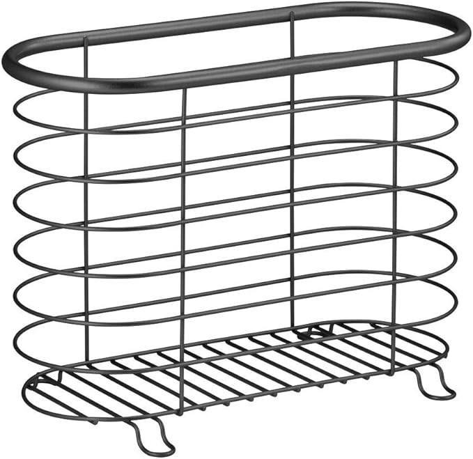 mDesign Newspaper and Magazine Rack for Bathroom, Office, Entryway - Matte Black