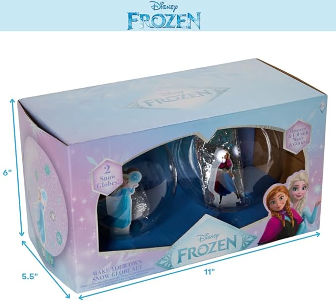 Disney Frozen Snow Globe Kit, DIY Snow Globe, Includes 2 Globes, Glitter, Sequins, Stickers – Elsa and Anna