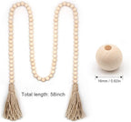 LSKYTOP 60 Inches Wood Bead Garland,Wooden Beads with Tassels,Farmhouse Beads Rustic Prayer Beads Boho Beads for Farmhouse Tiered Tray Coffee Table Mantel Decor (1 Pack)