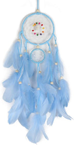 Dream Catcher for Girls Bedroom Wall Decoration, 4.4" x 18" Traditional Circular Net Wall Hanging Home Decor, Blue
