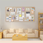 2Pcs Foldable Large Felt Bulletin Board - 36'' x 18'', Decorative Picture Framed Display Board with 70 Rose Pins for School, Home, Kitchen & Office Walls