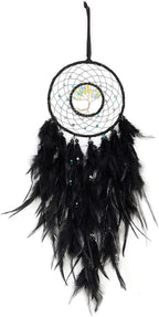Dreamlike Black Tree of Life Dream Catcher Wall Decor with Healing Crystal Stone Handmade Feather Dream Catchers Decoration Wall Hanging for Girls Bedroom Living Room Wedding Party Home Décor