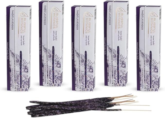 Tulasi Lavender Incense Sticks for Calming (48 Scent Sticks) | with Real Herbs | Long-Lasting 55-Minute Burn | Natural Essential Oils | Perfect for Meditation, Relaxation & Improves Sleep