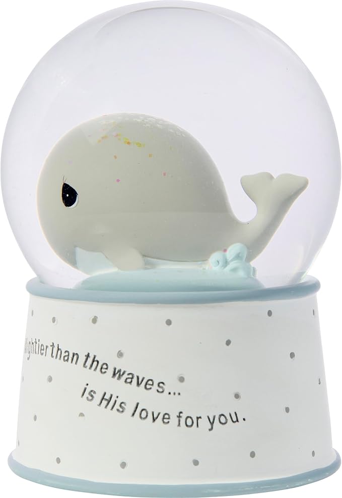 Precious Moments Mightier Than the Waves Brahms' Lullaby Whale Musical Resin/Glass Snow Globe, One Size, Multicolor