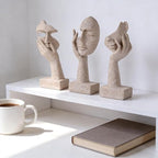 3 Pcs Thinker Small Statue Set - Art Resin Abstract Home Accent Figurines for Decor Woman Apartment Bookshelf Floating Shelf Coffee Table Office Desk Counter Decor (3 Pcs Sandstone, 6")