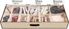 Men/Adults 12 Cells See Through Underbed Shoe Storage Bag Organizer with black and white flower (beige)