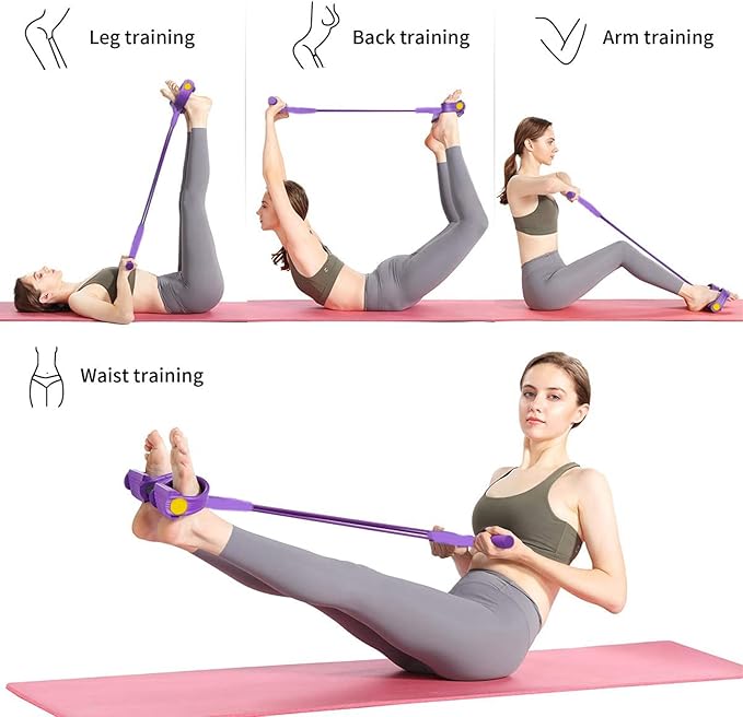 Pedal Resistance Bands with Handles, Durable 6-Tubes Multifunction Pedal Resistance Band, Natural Rubber Foot Pedal Resistance Bands, Fitness Resistance Bands for Abdomen, Waist, Arm, Leg