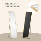 DUMOS 59"x16" Full Length Mirror, Full Body Mirror with Aluminum Alloy Thin Frame, Standing Mirrors with Leaning or Hanging, Suitable for Bedroom, Livingroom, Cloakroom, Gold