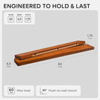 Homeforia Floating 60 inch Oak Shelves, High End Solid Real Wood 60inch Floating Shelf for Wall Mounted, Honey Oak Wooden 60in Large Floating Shelves, Heavy Duty Bracket, 60 X 6.5 X 1.75 in, Set of 2