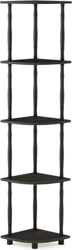 Furinno Turn-N-Tube 5 Tier Corner Display Rack Multipurpose Shelving Unit with Classic Tubes, Espresso/Black (18035EX/BK)