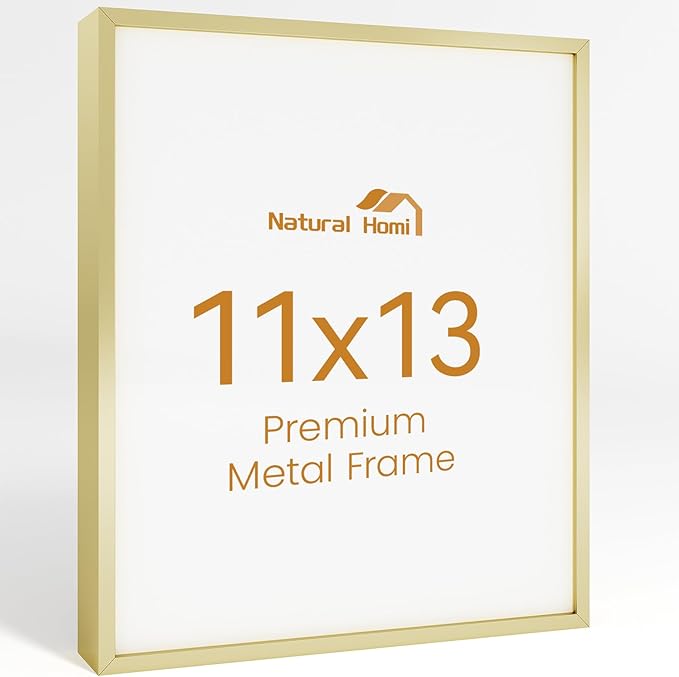 11x13 Aluminum Metal Picture Frame,Tempered Glass Gold Photo Frame 11x13 for Family Photo,Posters,Art,Document to Wall Mount Horizontally or Vertically