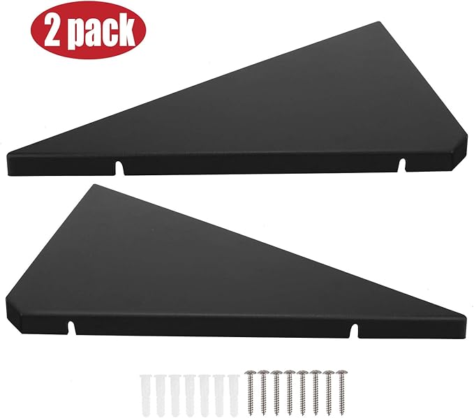 evron Corner Mounting Shelf Set of 2 – Easy to Install Floating Wall Shelves with Wood Grain Finish, Durable and Waterproof ABS Plastic for Kitchen, Bathroom, Living Room Home Décor