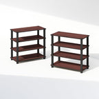 Furinno Turn-N-Tube Storage Shelves Set of 2, 4-Tier Stackable Standing Shelf, Open Corner Shelf, for Organization and Storage, Living Room, Garage, Home Office, Dark Cherry