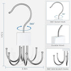 Belt Rack Hanger, Belt Hanger Organizer for Closet 360° Rotatable Max 24 Ties/24 Belts Storage Space Saving Closet Organizers and Storage for Belt, Bra, Tank Top, Tie, Scarf, Purse 2Pcs White