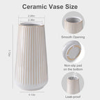 Ceramic Vase, GUKJOB Small Cute Flower Vase for Pampas Grass, Home, Living Room, Dining Table, Farmhouse, Office Decor, Bedroom, Table, and Kitchen Shelf (Yellow Ribbed)