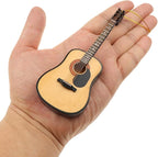 Wooden String Miniature Guitar Hanging Ornament Mini Musical Instrument Replica Holiday Tree Home Decoration Display Ornament (5.12" Acoustic Guitar)