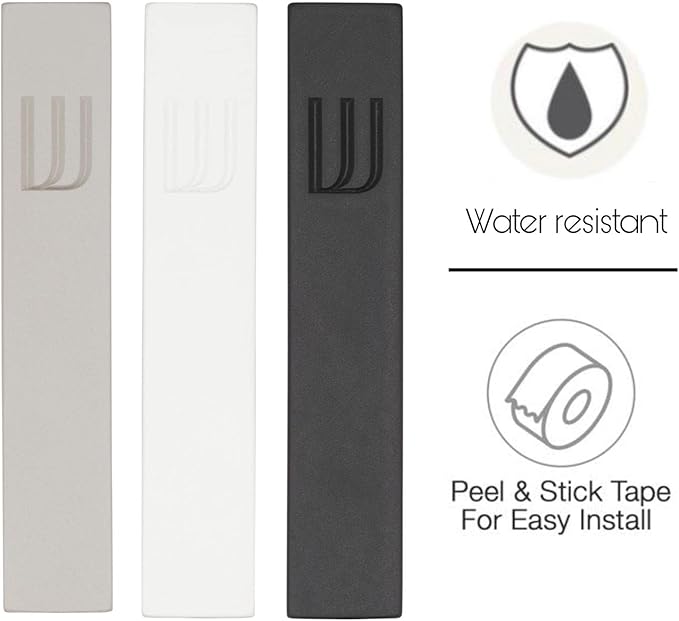 A&S Mezuzot Modern Concrete Mezuzah Case with Scroll, Easy Peel and Stick Mezuza (Grey+ Engraved Shin, 6 Inches)