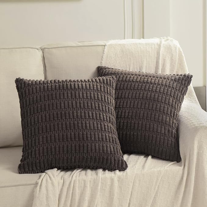 Fancy Homi 4 Packs Decorative Throw Pillow Covers for Living Room Couch Bed, Modern Farmhouse Boho Home Décor Accent Cushion Case, 20" x 20", Dark Brown