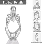 Sandstone Resin Thinker Style Abstract Sculpture Statue Collectible Figurines Home Office Bookshelf Desktop Decor (Small Silver, Focus)
