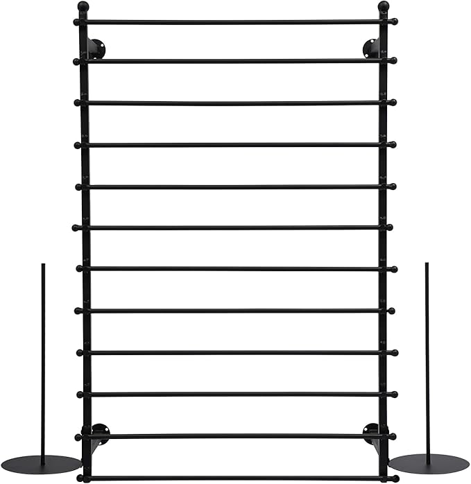 12-Tier Wall Mounted Scarf Rack, Scarf Display Rack, Towels Storage Hanger, Commercial Hijab Scarf Holder Organizer Space Saving for Retail Stores, Boutiques, Home (Black, 31.5in Width)
