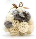 Qingbei Rina 20 PCS Wicker Rattan Balls,Decorative Balls for Bowls,Vase Filler for Centerpieces,Decorative Orbs Woven Spheres,Bowl Fillers Decor(Beige Brown White)