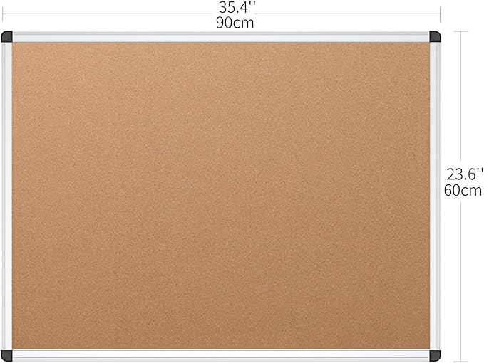 VIZ-PRO Cork Notice Board, 36 X 24 Inches, Pack of 2, Silver Aluminium Frame