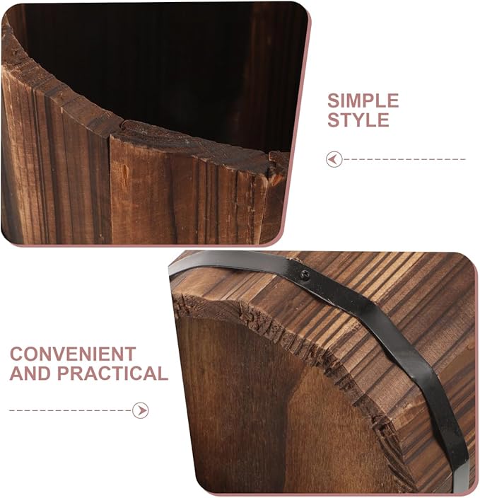 ABOOFAN Wood Umbrella Stand, 42cm Height, Freestanding Umbrella Storage Holder, Multi-Purpose Walking Stick Organizer for Hallway, Entryway, Office