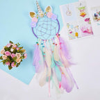 QtGirl Dream Catchers for Kids Unicorn Wall Decor for Girls Bedroom Flower Feather Wall Hanging Decoration