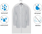 12 Pack Garment Bags for Hanging Clothes (24x48") - Dustproof Suit Bags - Durable PEVA Dress Covers with Sturdy Zipper for Coats, Jackets, Pants & Uniforms (Translucent)