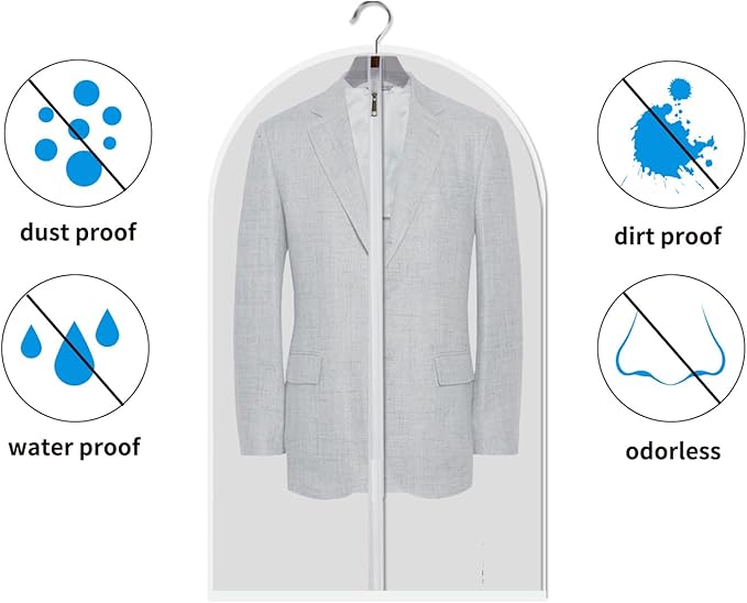 Garment Bags for Hanging Clothes, Clear Plastic Closet Storage Covers with Cedar Balls, 24" x 43"/54”, 6 Pack