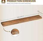 RALGEND Floating Shelves for Wall, 1.5" Thick Wall Shelf Set of 3 with Invisible Bracket, L47.2 x W7.9 Hanging Shelves Farmhouse Home Decor for Bathroom, Living Room, Bedroom, Rustic Brown 12301BJP3BF