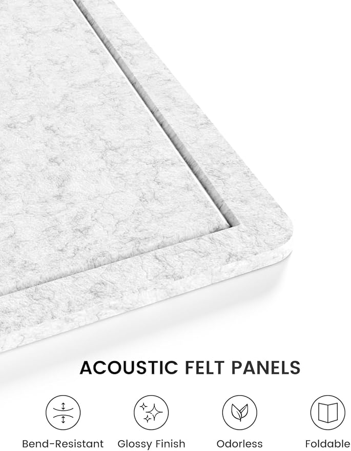 Fluxynara Bulletin Board, 23.6" x 17.5" Cork Board Alternative with 12 Safe Removable Adhesive Tabs, Foldable Felt Pin Board for Home Office, Classroom, Bedroom,Entryway for Walls—Light Gray