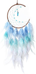 Blue Moon Dream Catcher Wall Decor Feather Dream Catchers with Pendant Handmade Dreamcatcher Wall Hanging Ornament for Bedroom Living Room Home Decor