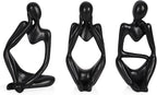 Sandstone Resin Thinker Style Abstract Sculpture Statue Collectible Figurines Home Office Bookshelf Desktop Decor (Small Black, 3pcs)