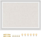 Linen Bulletin Board, Cork Board for Walls, Fabric Bulletin Board, Small 13"x17" Pin Board for Office Home Kitchen Decorative, Vision Board