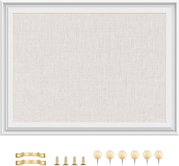 Linen Bulletin Board, Cork Board for Walls, Fabric Bulletin Board, Small 13"x17" Pin Board for Office Home Kitchen Decorative, Vision Board