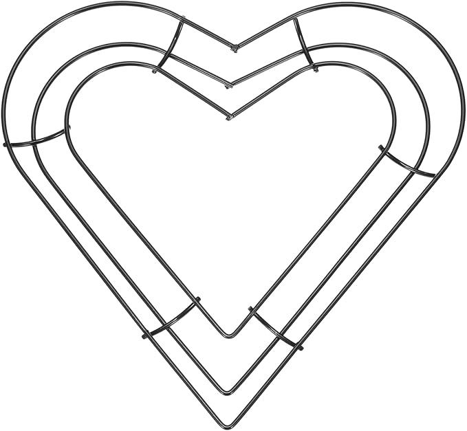 PATIKIL 8 Inch Christmas Wire Wreath Frame, Metal Heart Shape Dream Catcher Rings Macrame Wreath Floral Hoop for Home Car DIY Craft Wedding Wall Hanging Decorations, Black
