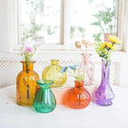 Eleganttime Bud Vases for Flowers,Glass Colored Bud Vase in Bulk Set of 10,Small Vintage Vase Bottle for Wedding Decorations,Garden and Home Decor,Centerpieces,Colorful Mexican Décor