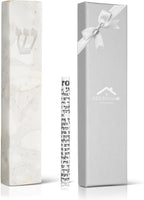 A&S Mezuzot Quartz Mezuzah Case with Engraved Shin Design Easy Peel and Stick Judaica Door Mezuza (Terrazzo Marble, 6 Inches)