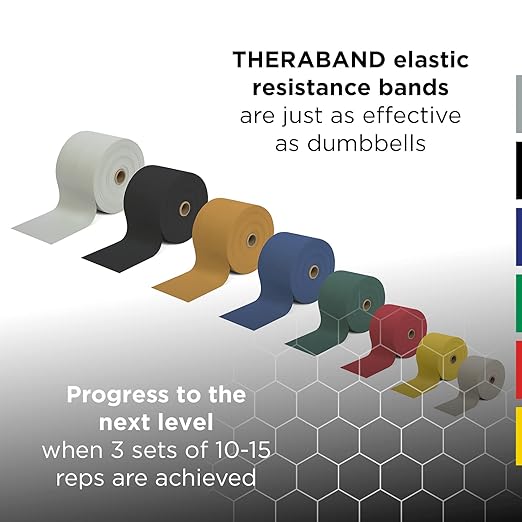 THERABAND Professional Latex Resistance Bands, Individual 6 Ft Elastic Band for Upper & Lower Body Exercise, Physical Therapy, Pilates, At-Home Workouts, 6 Foot, Silver, Super Heavy, Level 7