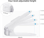 Shoe Slots Organizer, 12PCS Adjustable Double Layer Stack Shoe Rack, 50% Space-Saving Storage Rack Holder, White