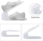 HOMOKUS Shoe Slots Organizer for Closet Organization, 20 Pack Adjustable Shoe Stacker Space Saver,Double Layer Shoe Rack Organizer Holder with 4 Different Height (White)