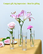 Glass Cylinder Bud Vases for Centerpieces – Set of 16 Handmade Clear Small Flower Vase 7.48 Inches Tall,Wedding Table Decor for Single Rose Vases Bulk,Small Vases Home Decor,Floreros,1 Brush