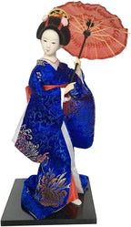 12inch Japanese Geisha Ethnic Japanese Geisha Dolls Oriental Ancient Kabuki Girl Statue Kimono Dolls for Tabletop Home Decor, Dark Blue