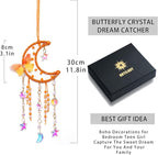Artilady Dream Catcher for Girls - Butterfly Small Moon Dream Catchers with Crystals Cute Room Decor for Teen Girls Boys Boho Bedroom Wall Home Decorations Birthday Christmas Women Kids Gifts