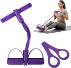 Fitness Resistance Bands- 6 Tube Pedal Ankle Puller with Handle & Tensile Rope for Exercise Sit Up Exercise Equipment Elastic Home Gym Equipment for Women Men