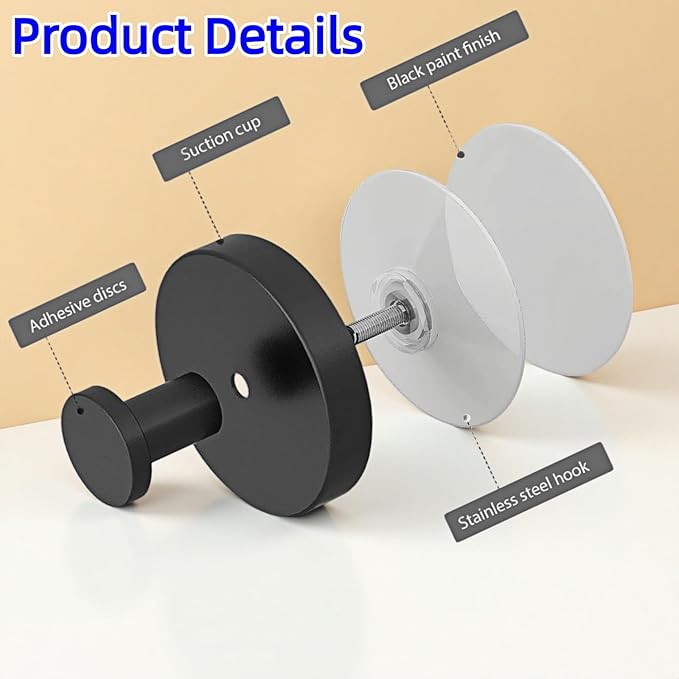 Suction Cup Wreath Hanger, 15 Lbs Heavy Duty Hooks for Christmas Holiday Decor, 2-Pack Black Wreath Holder with Strong Adhesion, No Drill Installation for Windows Glass Surfaces
